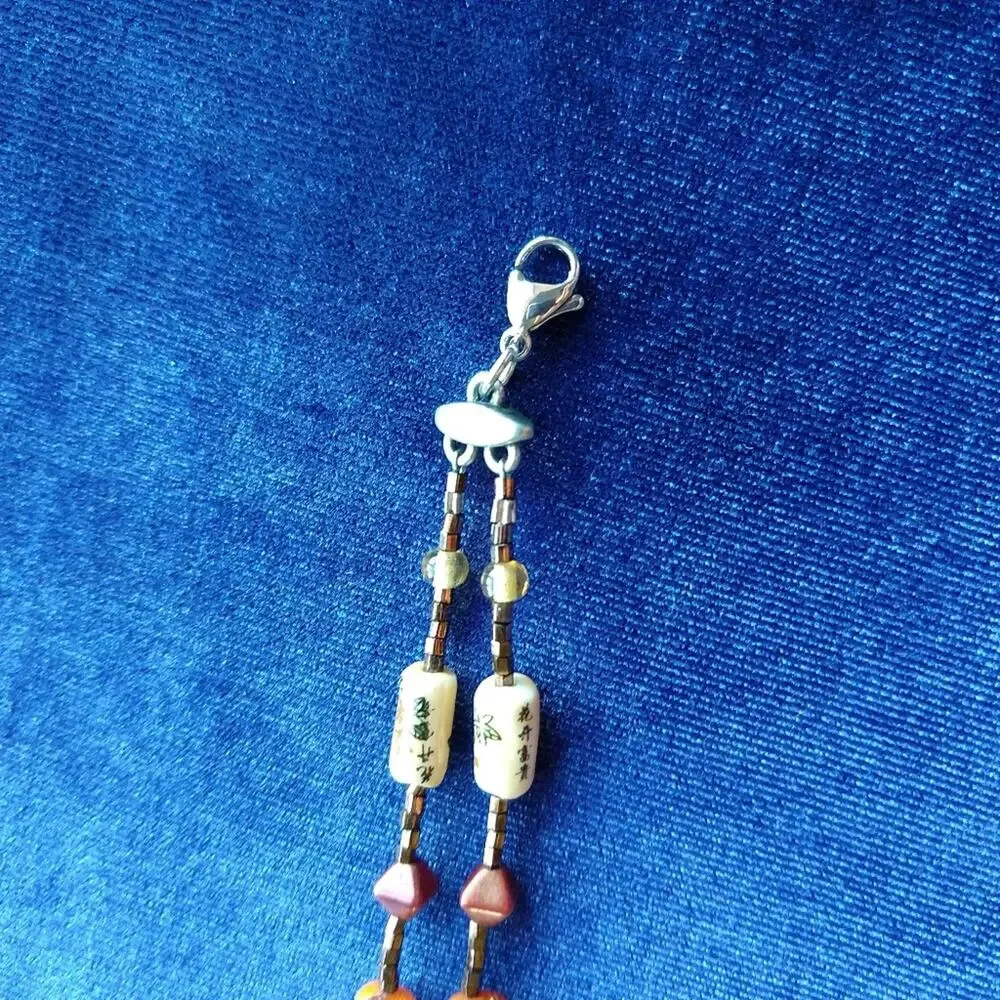 Hanzi Seashell and Bead Bracelet Thankful Prosperous cultural fashion jewelry